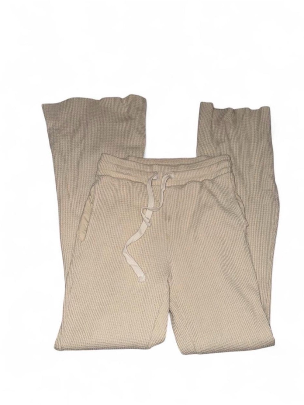 American Eagle Outfitters Cream Waffle Flare Joggers